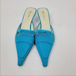 Prada pointy mule with kitty heel